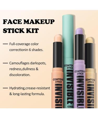 6 Colors Contour Stick Set - Creamy Concealer & Highlighter for All Skin Tones - Long Lasting Waterproof Makeup for Dark Circles - Buy Online on GoSupps.com