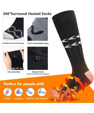 Rechargeable Heated Socks with 3 Heat Settings - Black&Gray-XL | Remote Control Washable Foot Warmers for Winter | 5000mAh Electric Heated Socks for Men Women - Buy Online on GoSupps.com