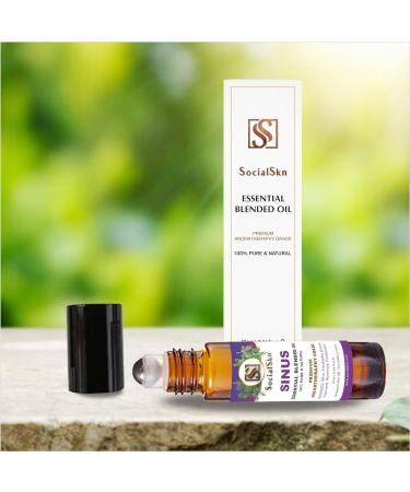 SocialSKN Sinus Relief Essential Oil Blend - Rosemary Peppermint Eucalyptus Frankincense - Congestion Relief Roll On 10ml - Buy Online on GoSupps.com