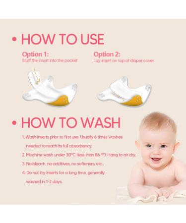 Damero 5-Layer Bamboo Reusable Diaper Inserts - 12PCS Cloth Diaper Inserts with Extra Storage Bag | Eco-Friendly Bamboo Material | 12 Count - Buy Online on GoSupps.com