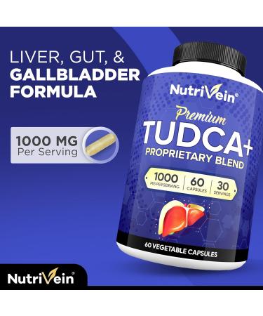Nutrivein Premium TUDCA+ Liver Support Supplement 1000mg - 30 Day Supply (60 Caps): TUDCA Supplement Bile Salts for Liver Wellness - Buy Online on GoSupps.com