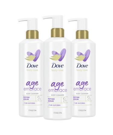 Dove Body Love Body Cleanser For Maturing Skin Age Embrace Body Wash Cleanser with Peptides and Pure Glycerin 17.5 fl oz 3 Count