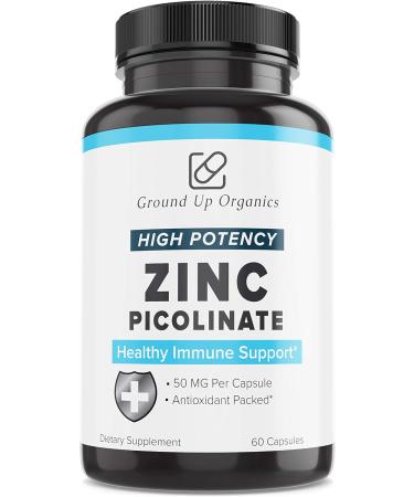 Ground Up Organics Zinc Supplements - High Potency for Healthy Immune System - Gluten Free - Buy Online on GoSupps.com