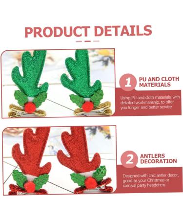 FRCOLOR 16 Pairs Christmas Hair Decor Cute Hair Clips Antlers Hair Clip Women Hair Clips Antler Barrettes Antler Hair Barrette Kids Decor Three-dimensional Gold Powder Cloth Child Hairpin - Buy Online on GoSupps.com
