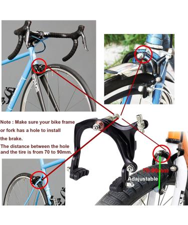 Mimoke 2 Pairs C-Brake Bicycle Rim Brake Set | Front & Rear V-Brake 70mm Pads | Long Arm 110mm Aluminum Alloy - Style B - Buy Online on GoSupps.com