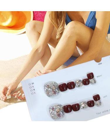 Artificial Toenail | Glitter Stick On Toe Tails Manicure Art Glossy Fake Toe Nails Sparkling Cat's Eye Toenail for Summer for Women Girls - Buy Online on GoSupps.com