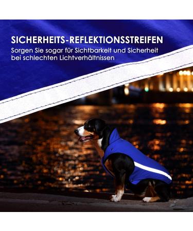 Slowton Winter Dog Jacket | Soft Flannel Coat with Adjustable Fit | Waterproof & Windproof | Reflective Stripes | Warm L Blue - Buy Online on GoSupps.com