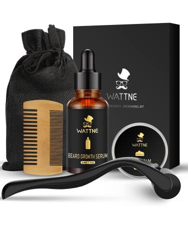 Beard Growth Kit, Derma Roller for Beard Growth,Beard Roller for Hair Growth for Men,100% Natural Ingredients Beard Oil Serum, Stimulate Promote Beard Mustache and Hair Regrowth - Gifts for Men Him Dad Father Boyfriend(5 in 1)