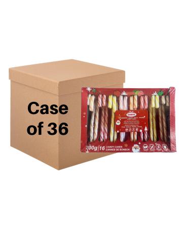 CANDITO Mixed Fruit Candy Canes (36 pack) Natural Flavours (Strawberry Guava Apple Orange) Vegan Gluten-Free Peanut-Free Tree-nut Free No Artificial Colours/Flavours 16 Candy Canes 200g Healthier & Low-Calorie Treat - Excellent for Christmas PACK of 36
