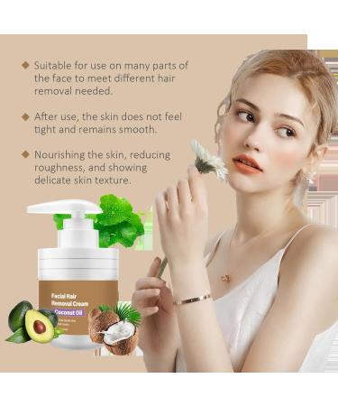  homomdy Facial Hair Removal Cream with Coconut Oil for Upper Lip Chin Face and Body 2 Pack Soft Fast Effective Painless for Smooth No Irritation - Buy Online on GoSupps.com