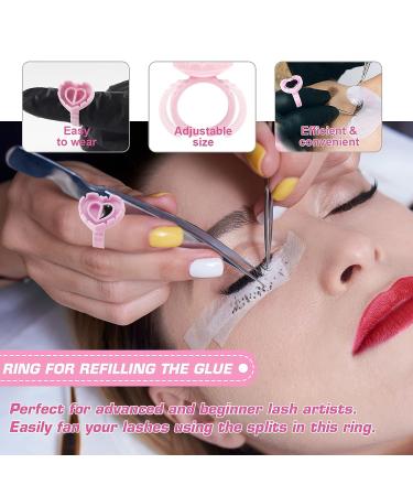 500pcs Pink Heart Shape Glue Rings for Eyelash Extensions - Disposable Smart Glue Cups by Narkysus - Buy Online on GoSupps.com