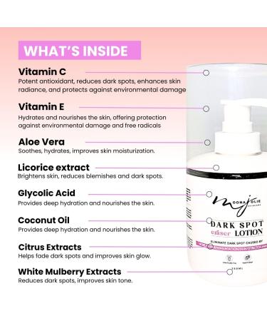 Moona Jolie Dark Spot Eraser Skin Nourishing Lotion - Hydrating Lotion for Face & Body - Improves Appearance of Acne Scars Stretch Marks & Uneven Skin Tone with Vitamin C (250ML) 8.45 Ounce (Pack of 1) - Buy Online on GoSupps.com