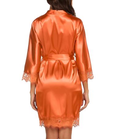 Besdel Women's Satin Silk V-Neck Kimono Robe in XS Coral - Bridesmaids Robe - Buy Online on GoSupps.com