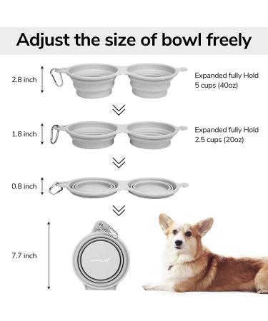 LumoLeaf Large Collapsible Dog Bowl - BPA-Free Silicone Travel Bowl for Pet Food and Water with Aluminum Carabiner - Dishwasher Safe - Buy Online on GoSupps.com