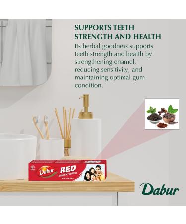 Dabur Red Toothpaste for Fresh Breath & Gum Health - Dentifrice for Oral Strong Teeth - for Stains & Protects Gums - for Complete Oral Hygiene - Ayurvedic Toothpaste - 200g Pack 7.05 Fl Oz (Pack of 1) - Buy Online on GoSupps.com