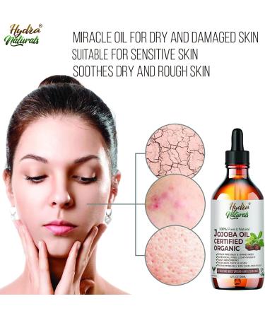 Organic Cold Pressed Jojoba Oil 120ml - Face, Body, Hair, Beard & Nails - Vegan & Cruelty Free - Buy Online on GoSupps.com