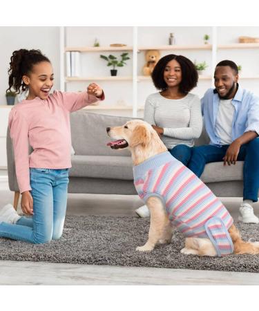 Kuoser Dog Surgery Recovery Suit | Striped Pet Vest for Dogs & Cats | Protective Clothing for Belly & Skin Issues | XS Blue - Prevents Licking Replacement for Cone & E-Collar - Buy Online on GoSupps.com