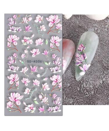 JMEOWIO 3D Embossed Spring Flower Nail Art Stickers Decals - 4 Sheets - Buy Online on GoSupps.com