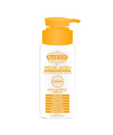 Kojic Acid Triple Booster Skin Brightening Body Lotion-Kojic Acid, Alpha Arbutin, Ginseng Extract, Niacinamide(B3)(300ml/10.14fl.oz) by Queen Natural New York 10.14 Fl Oz (Pack of 1)