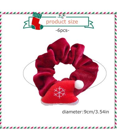 Valicaer Christmas Hair Scrunchies Xmas Hair Ropes Stretchy Velvet Hair Bands Hair Ties Ropes for Girl Ladies Christmas Tree Christmas Hair Accessories for Kids Adults Hair Bands Ponytail Holder (6) - Buy Online on GoSupps.com