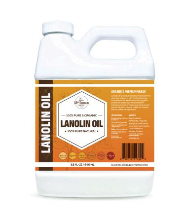 Lanolin Oil (32oz) | Cold Pressed Unrefined | Deep Moisturizer for Skin, Lips & Hair | Softens, Protects & Restores Dry or Cracked Skin | Natural Emollient for Creams, Balms & Conditioners | 32 OUNCES