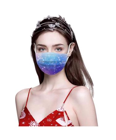 Snowflakes Disposable Face Masks Breathable Dust Stretchable Elastic Ear Loops Christmas Holiday Casual Print Face