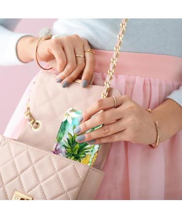 Buy Leather Lipstick Case with Mirror - Mini Lip Gloss Organizer | Tropical Fruit Flower Design - Buy Online on GoSupps.com