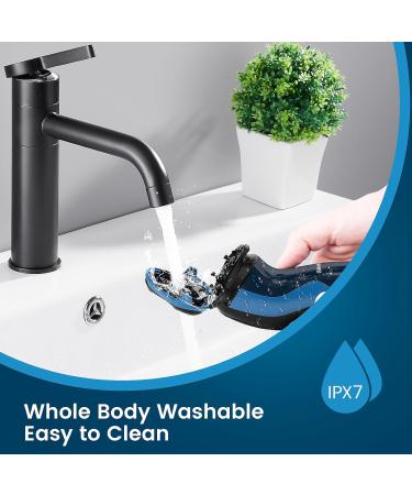 SweetLF Electric Razor for Men - 2023 Waterproof Rechargeable Shaver with LED Display | Ideal Wet & Dry Rotary Electric Shaver Gift for Dad Husband Boyfriend (Black Blue - Buy Online on GoSupps.com