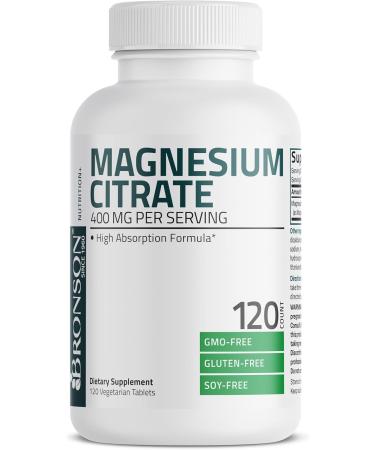 Bronson Magnesium Citrate 400mg Per Serving High Absorption Formula Non-GMO, 120 Vegetarian Tablets 120 Count (Pack of 1) - Buy Online on GoSupps.com