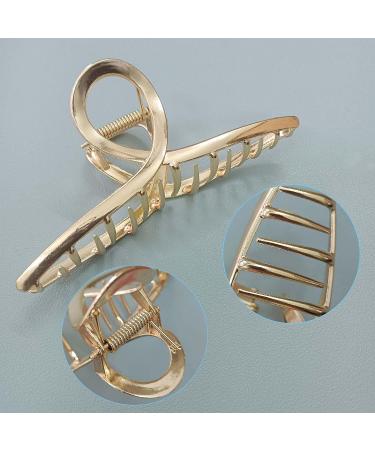 3pcs Metal Strong Hair Claw Clips - Nonslip Large Hair Claw Clip Set for Fashionable Hair Styling - Perfect for Women and Girls with Thin or Thick Hair (Rose Gold, Silver, Gold) - Buy Online on GoSupps.com