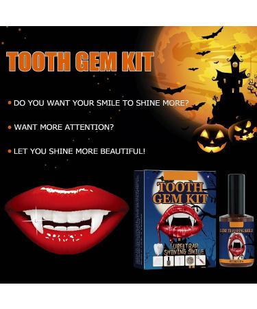 DIY Halloween Teeth Gem Kit with Curing Light - 20 Pieces Shiny Crystal Diamonds for Reflective Teeth Decoration - Holiday Party Tooth Gem - Rose Gold - Buy Online on GoSupps.com