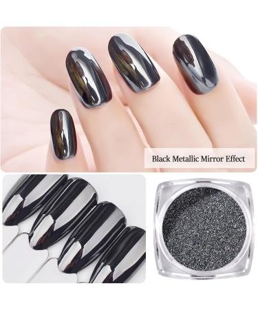 Black Chrome Nail Powder - Holographic Mirror Effect Gel & Glitter for Stunning DIY Manicures - Buy Online on GoSupps.com