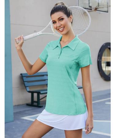Loovoo Women's Moisture Wicking Golf Polo T-Shirt - Quick Dry Short Sleeve Workout Top (Green, Medium) - Buy Online on GoSupps.com