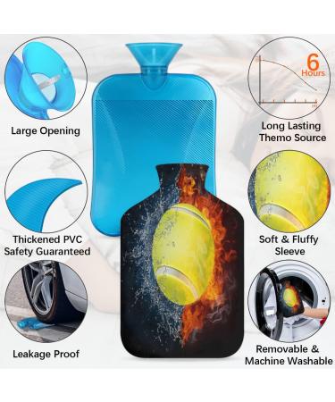 Cozy Tennis Heat Bottle with Fluffy Cover - 2L Capacity Hot Water Bottle for Kids & Adults | Pain Relief & Warm Nights - Buy Online on GoSupps.com