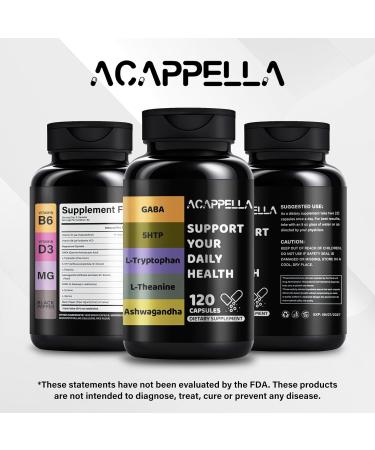 ACAPPELLA GABA Supplement Ashwagandha Capsule 5 HTP L Theanine L Tryptophan Emotional Mood Support Supplement for Men and Women (1) - Buy Online on GoSupps.com
