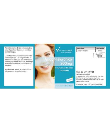 Hyaluronic Acid 300mg - 120 tablets - FOR 4 MONTHS! - Vegan - High dosed | Vitamintrend  - Buy Online on GoSupps.com