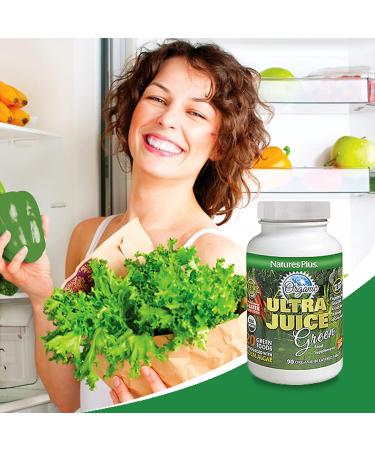 NaturesPlus Organic Ultra Juice Green Superfoods Tablets - Vitamin C B12 Spirulina Chlorella Kelp Trace Minerals - 90 Gluten Free Tablets - Buy Online on GoSupps.com