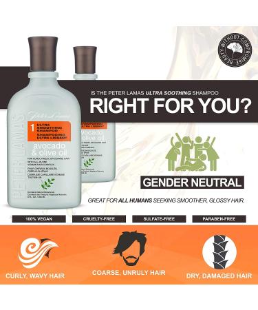 Peter Lamas Avocado & Olive Ultra Smoothing Shampoo & Conditioner - Vegan Paraben & Sulfate-Free for Curly Frizzy & Coarse Hair - Nourishing Hair Care for Healthy Locks - Buy Online on GoSupps.com