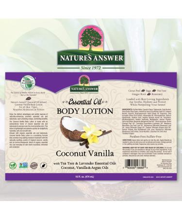 Nature's Answer Coconut Vanilla Body Lotion - All Natural, Vegan, Gluten Free, 16 fl oz | Ideal for Sensitive Skin - Buy Online on GoSupps.com