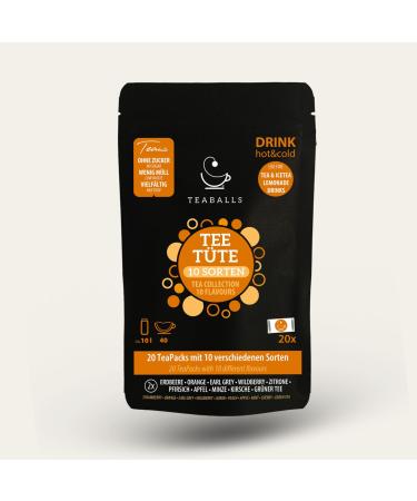 TEABALLS - Tea Tasting Bag Black Selection - Test our tea varieties to dissolve in cold or hot water. 10 varieties up to 5 litres of tea iced tea or lemonade - Buy Online on GoSupps.com