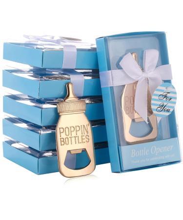 24PCS Poppin Bottles Baby Shower Favor Blue Keepsake Bottle Opener Baby Birthday Return Gifts for Guests Baby Party Decorations Boys Prizes Gift (Blue Poppin  24) Blue Poppin 24