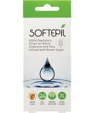 Epildou - Softepil Lot de 24 bandes d pilatoires pour bikini aisselles et visage avec sucre brun naturel soluble l'eau pour nettoyer facilement les r sidus - Buy Online on GoSupps.com