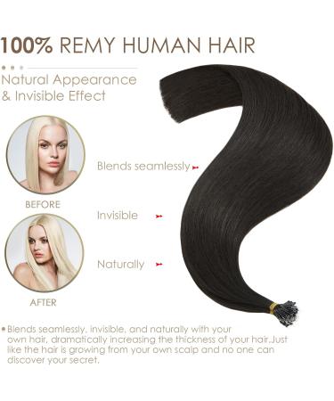22inch Nano Ring Tip Hair Extensions Pre Bonded 100% Real Hair Extensions 1g/s CoLd Fusion Hair Extensions #1B Natural Black - Buy Online on GoSupps.com
