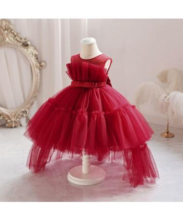 Miipat Baby Girl Tulle Sleeveless Princess Party Dress with Headband, Wine, 6-12 Months - Buy Online on GoSupps.com