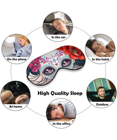 Day of the Dead Women Skulls Pattern Sleep Mask - Adjustable Strap, Blocks Light, Perfect for Travel and Naps - Buy Online on GoSupps.com