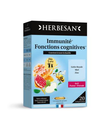 HERBESAN® - ROYAL JELLY 400MG, Honey, Zinc - Immune defenses - Made in France - 20 ampoules of 10 ml