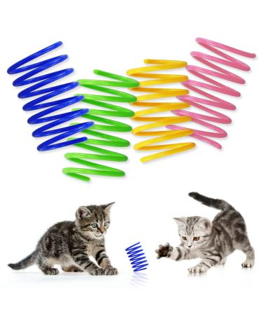 LAMXD 20 Pcs Cat Spring Toys Colorful Spring Cat Toy BPA-free Plastic Coil Spiral Springs Pet Interactive Toys for Cat Kitten Pets Novelty Gift