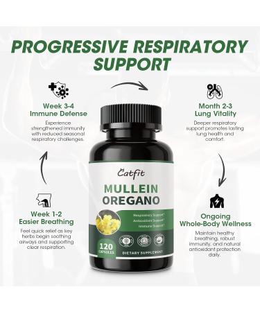 Mullein Oregano Oil Capsules for Lungs Detox-7 in 1Pure Herbal Mullein Leaf Extract, Elderberry, Turmeric,Mentha for Respiratory & Immune Support, Lung Cleanse for Smokers,Vegan,Non-GMO (120 Caps) 120 Count (Pack of 1) - Buy Online on GoSupps.com