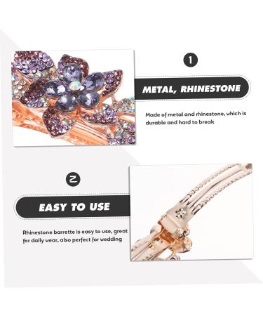 DOITOOL Rhinestone Hair Clip Hair Gems for Women Wedding Hair Rhinestone Hair Accessories Flower Headpiece Decorative Hair Clips Crystal Headpiece Purple Spring Clip Modeling Metal Bride - Buy Online on GoSupps.com