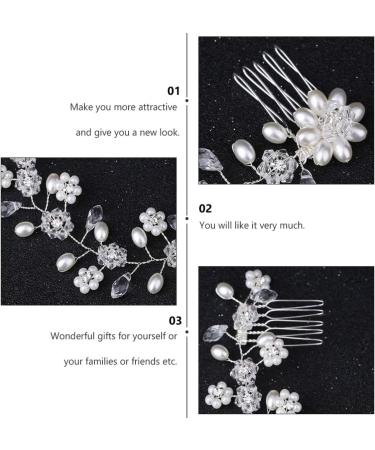 FRCOLOR Bridal Wedding Hair Comb Rhinestone Pearl Flower Side Comb Alloy Hair Piece Headwear Hair Accessories For Wedding Banquet Party (Silver) - Buy Online on GoSupps.com